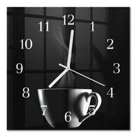 WANDUHR aus Glas 30x30 cm - Tasse - Schwarz, Glas (30/30/0.4cm) - TULUP