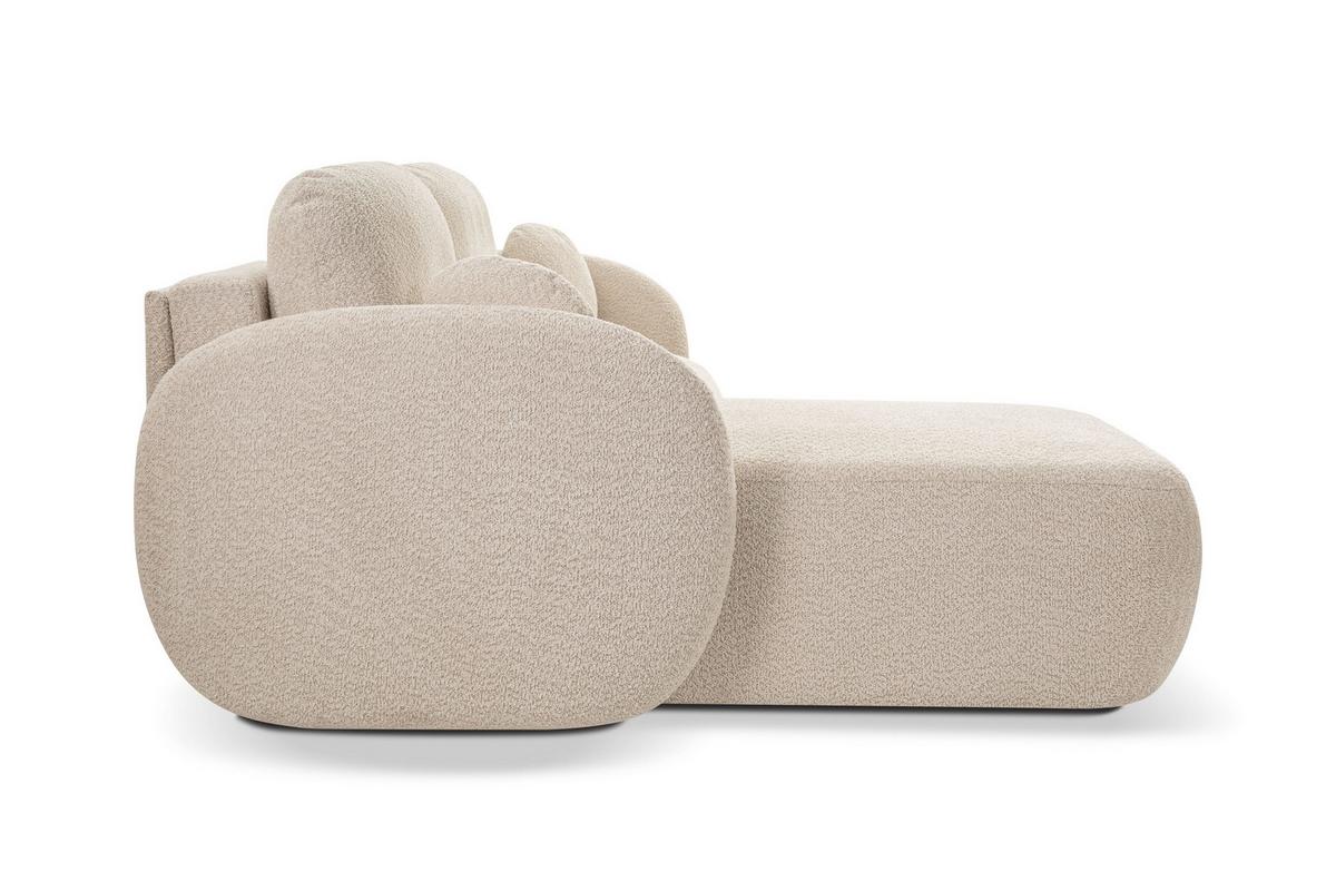 ECKSOFA AMICO L-S Beige Boucle-Stoff mit Schlaffunktion - Beige, Holz (248/174cm) - MASSENO