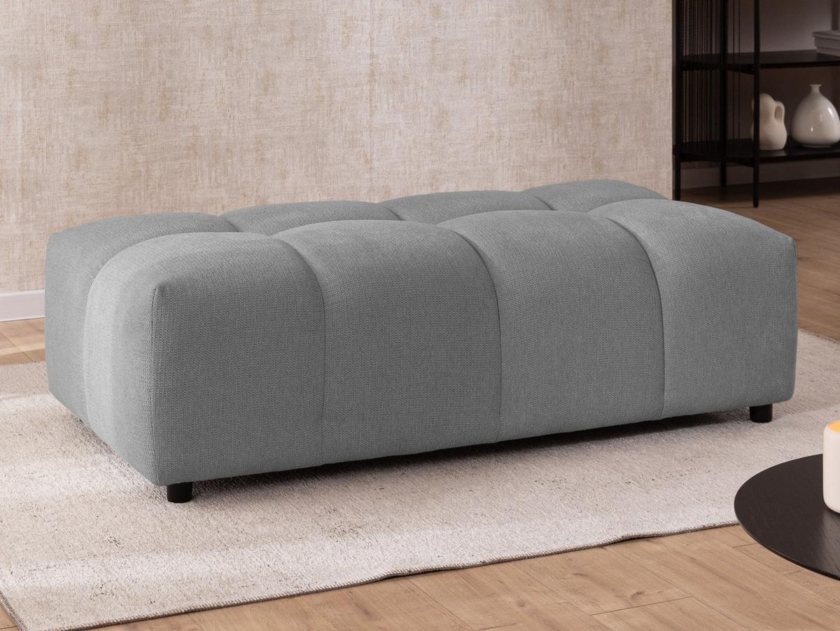 ECKSOFA inkl. Hocker Bubble mit Schlaffunktion und losen Rückenkissen, Sitzfläche Bubble-Optik aus weichem Grau Strukturstoff - Ottomane Rechts - Schwarz/Grau, Holz/Kunststoff (306/180cm) - S-Style