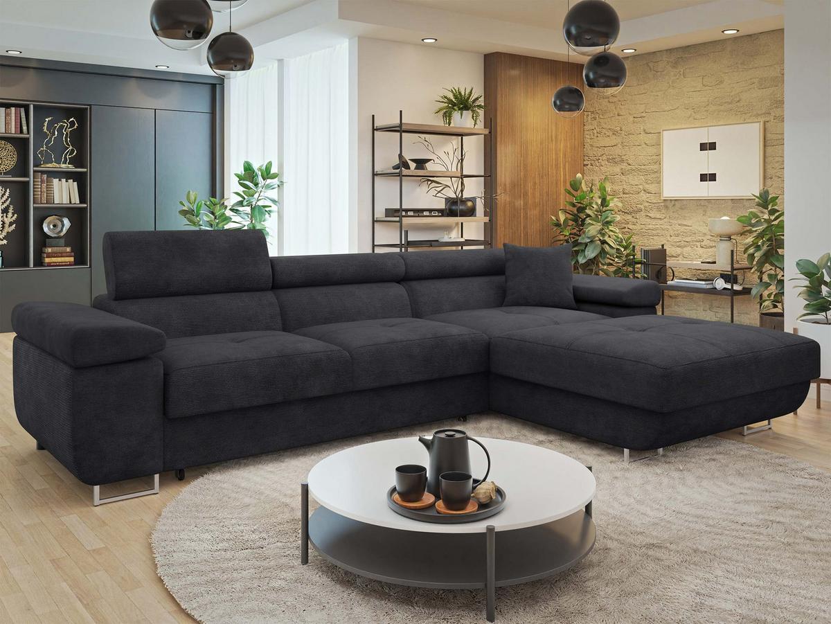 ECKSOFA Torezio Mini, Seite: Rechts - Anthrazit, Holz/Textil (280/170cm) - MIRJAN24