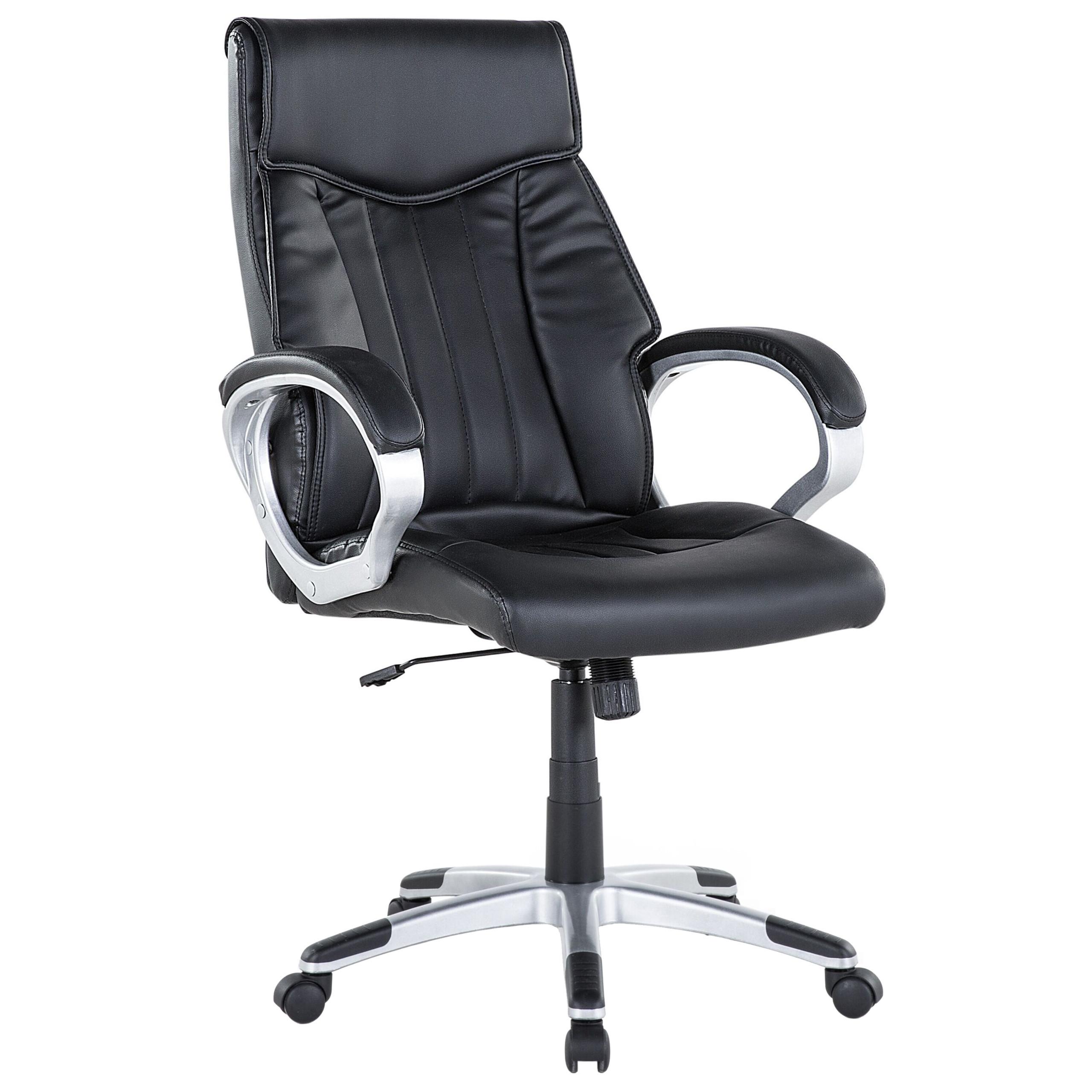 BÜROSTUHL Kunstleder Schwarz Triumph - Schwarz, Kunststoff/Textil (68/111/68cm) - Beliani