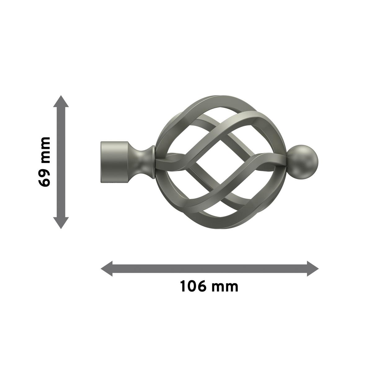 ENDSTÜCKE FÜR GARDINENSTANGEN 16 mm Ø, Paolo Chrom matt, Packung 2 Stück - Chromfarben/Nickelfarben, Metall (10.6/6.9/6.9cm) - INTERDECO