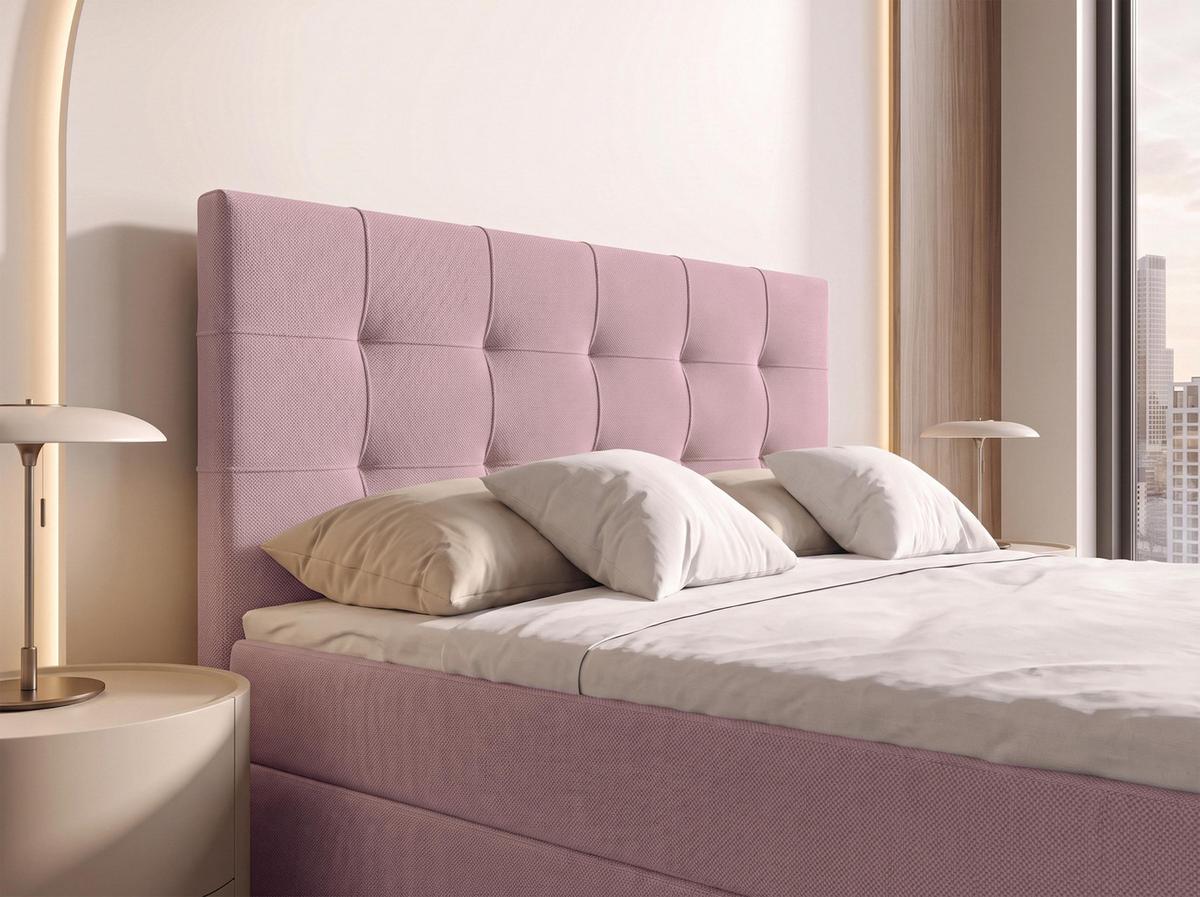 BOXBETT DEFNE 160x200 cm mit Fußteil und Matratze - Rosa + TOPPER - Schwarz/Rosa, Holz/Holzwerkstoff (160/200cm) - AX Living
