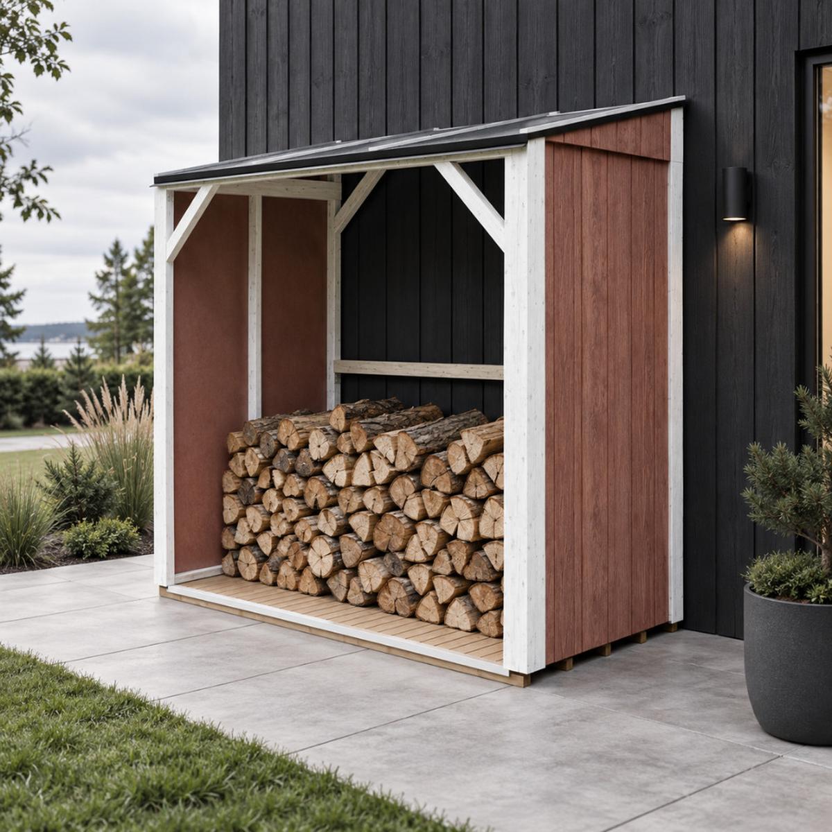 BRENNHOLZLAGER 2,54 m², Kaminholzunterstand mit ~4,4 m³ Lagerkapazität - Naturfarben, Holz (118/220/215cm) - Timbela