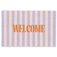 FUSSMATTE Lila – Orange – Streifen – Willkommen 60x40 cm - Flieder, Kunststoff (60/0.4cm) - MuchoWow