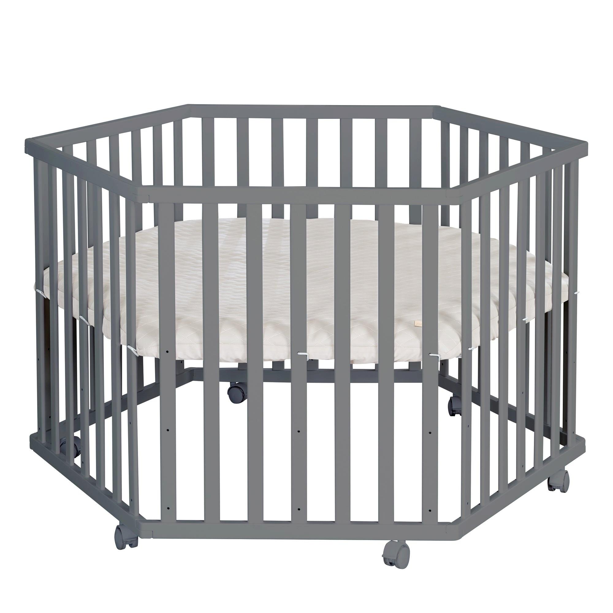 LAUFGITTER 6-eckig Greyish gesteppt - Anthrazit, Holzwerkstoff (118.5/72.5/103.5cm) - Roba