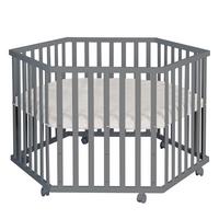 LAUFGITTER 6-eckig Greyish gesteppt - Anthrazit, Holzwerkstoff (118.5/72.5/103.5cm) - Roba