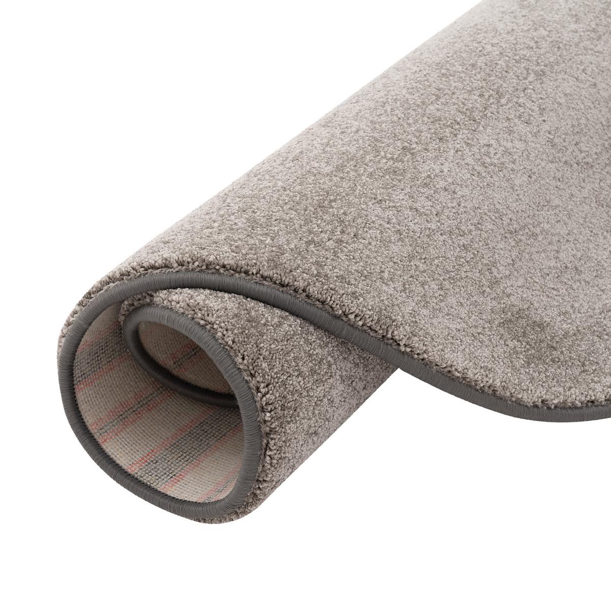 HOCHFLOR LUXUS VELOURS TEPPICH TOUCH RUND - Taupe, Textil (100/100cm) - Snapstyle