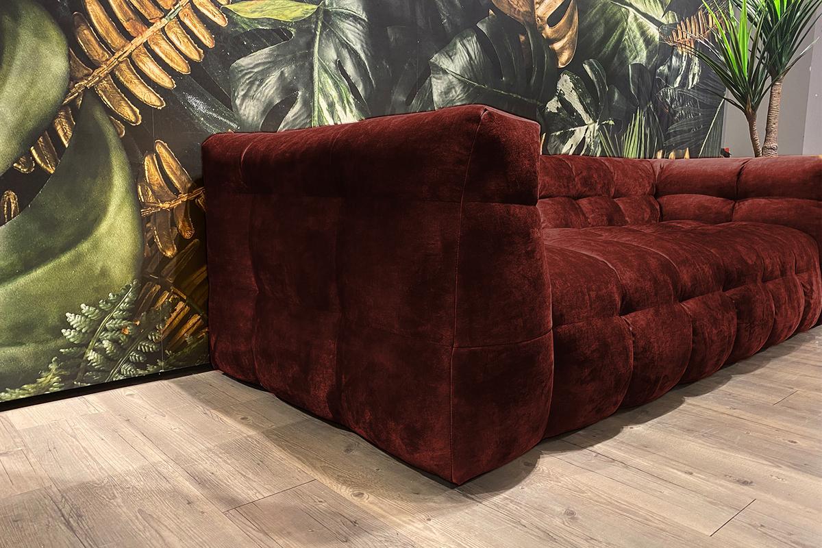 SOFA RIO Bordeaux Velvet - Bordeaux/Schwarz, Textil (282/68/105cm) - KAWOLA