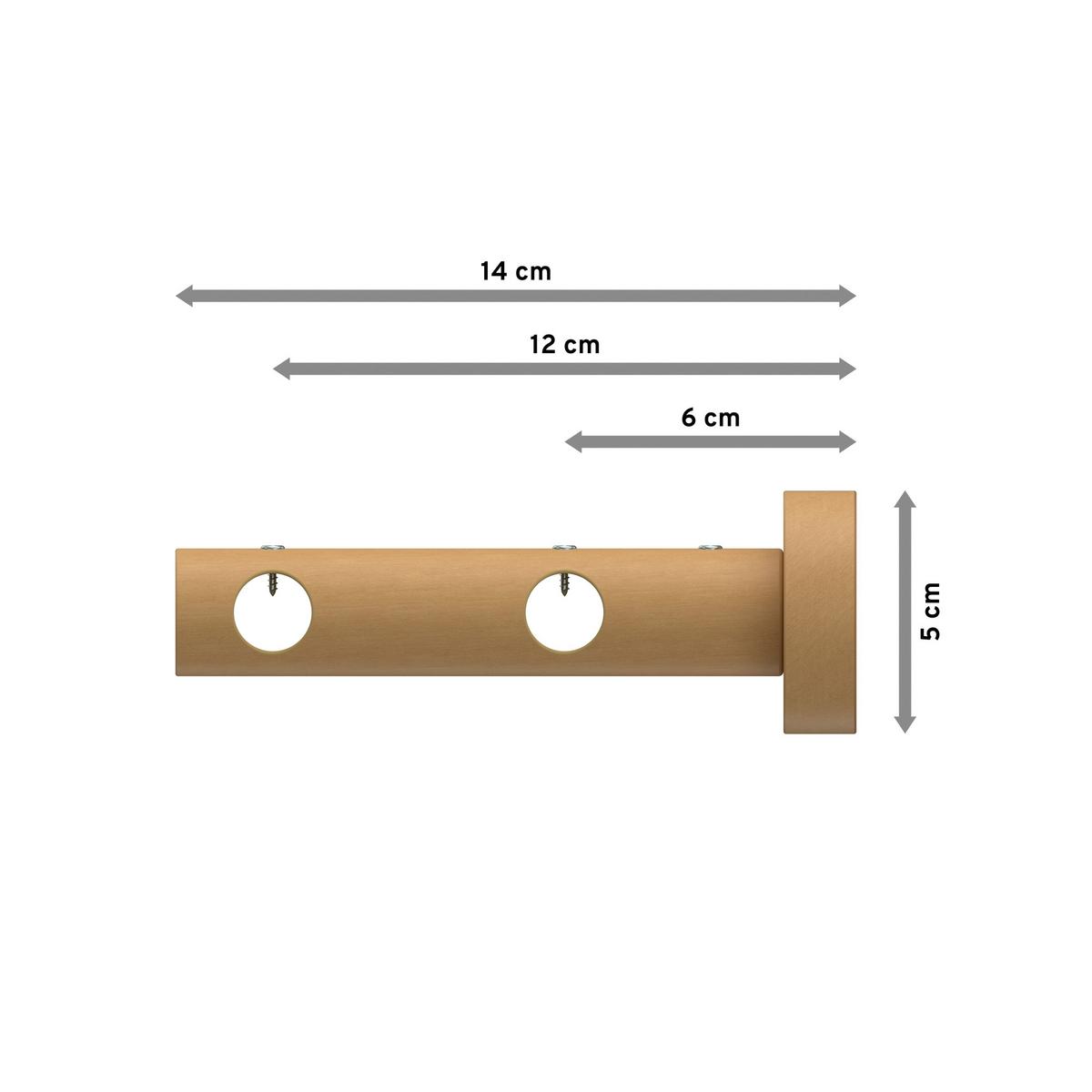 TRÄGER FÜR GARDINENSTANGEN 16 mm Ø, Adrian 2-läufig, Buche - Buchefarben, Holz (14.1/5.3/5.3cm) - INTERDECO