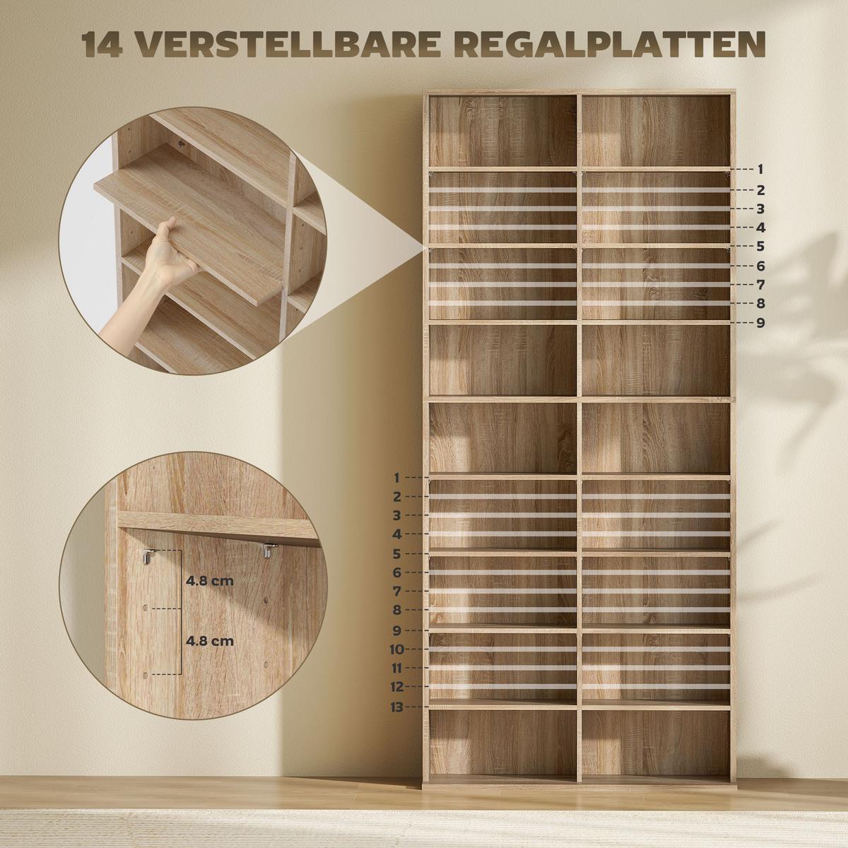 CD-REGAL Spanplatte Naturholz - Naturfarben, Karton/Holzwerkstoff (24/175/78.5cm) - HOMCOM