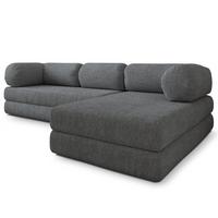 ECKSOFA KELI modulares Boneless Sofa mit Schlaffunktion Grau Boucle-Stoff - Grau, Textil (270/160cm) - MASSENO