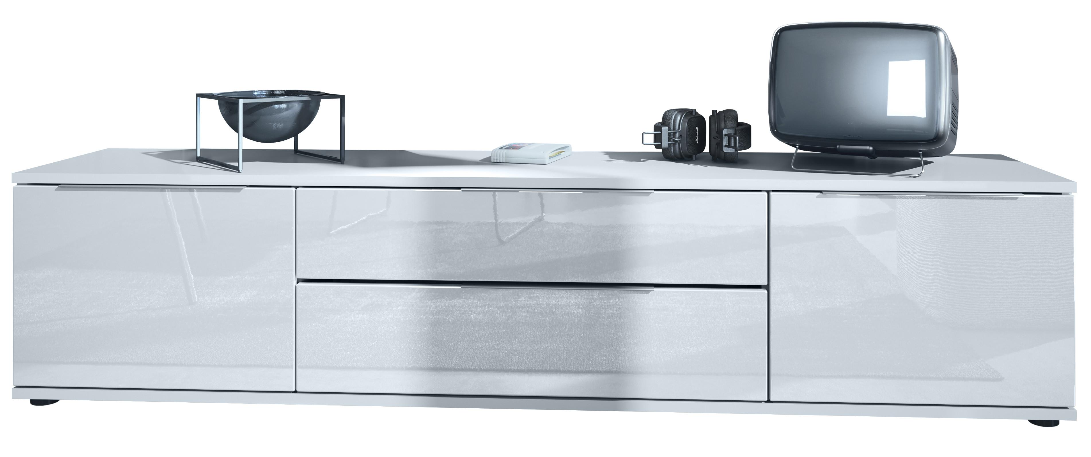 LOWBOARD Linio Weiß Hochglanz - Weiß Hochglanz, Holzwerkstoff (166.5/37.5/35cm) - Vladon