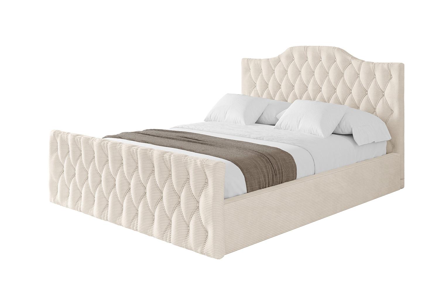 POLSTERBETT mit Bettkasten, Fußteil und Lattenrost, Boxbett mit Matratze H3/H4 - FALIO-Z 120x200 Beige - Creme, Holzwerkstoff/Textil (120/200cm) - ALTDECOR