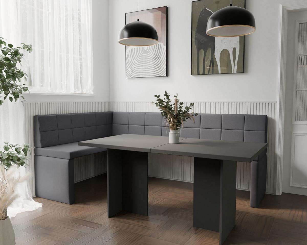 ECKBANK links MELVIN Kunstleder, 128/168 cm Dunkelgrau - Dunkelgrau, Holz/Kunststoff (128/168cm) - Idohome