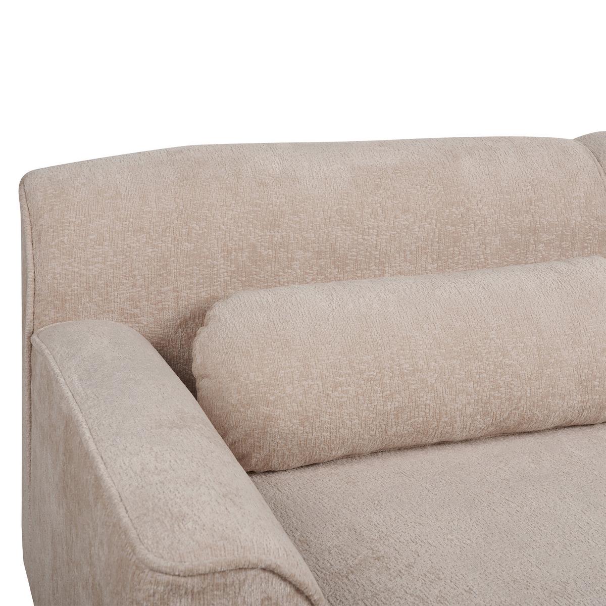 ECKSOFA 3-Sitzer Chenillegewebe Beige rechtsseitig Simos - Beige, Textil (264/82cm) - Beliani