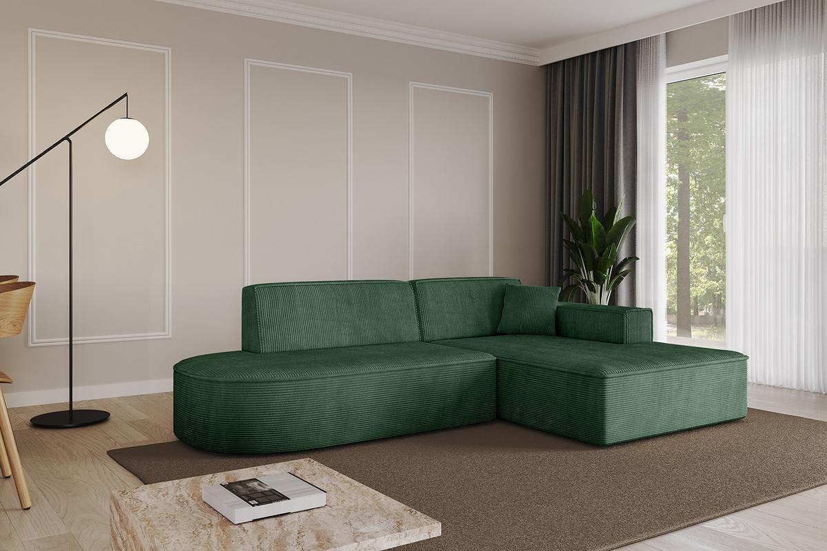 ECKSOFA Ottomane Rechts IREA-L1-v4 - 232x165x77 cm Grün - Currygelb, Holzwerkstoff/Textil (232/165cm) - ALTDECOR