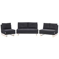 SOFA-SET 6-Sitzer Stoff Schwarz Jerslev - Hellbraun/Schwarz, Textil (150/87/84cm) - Beliani