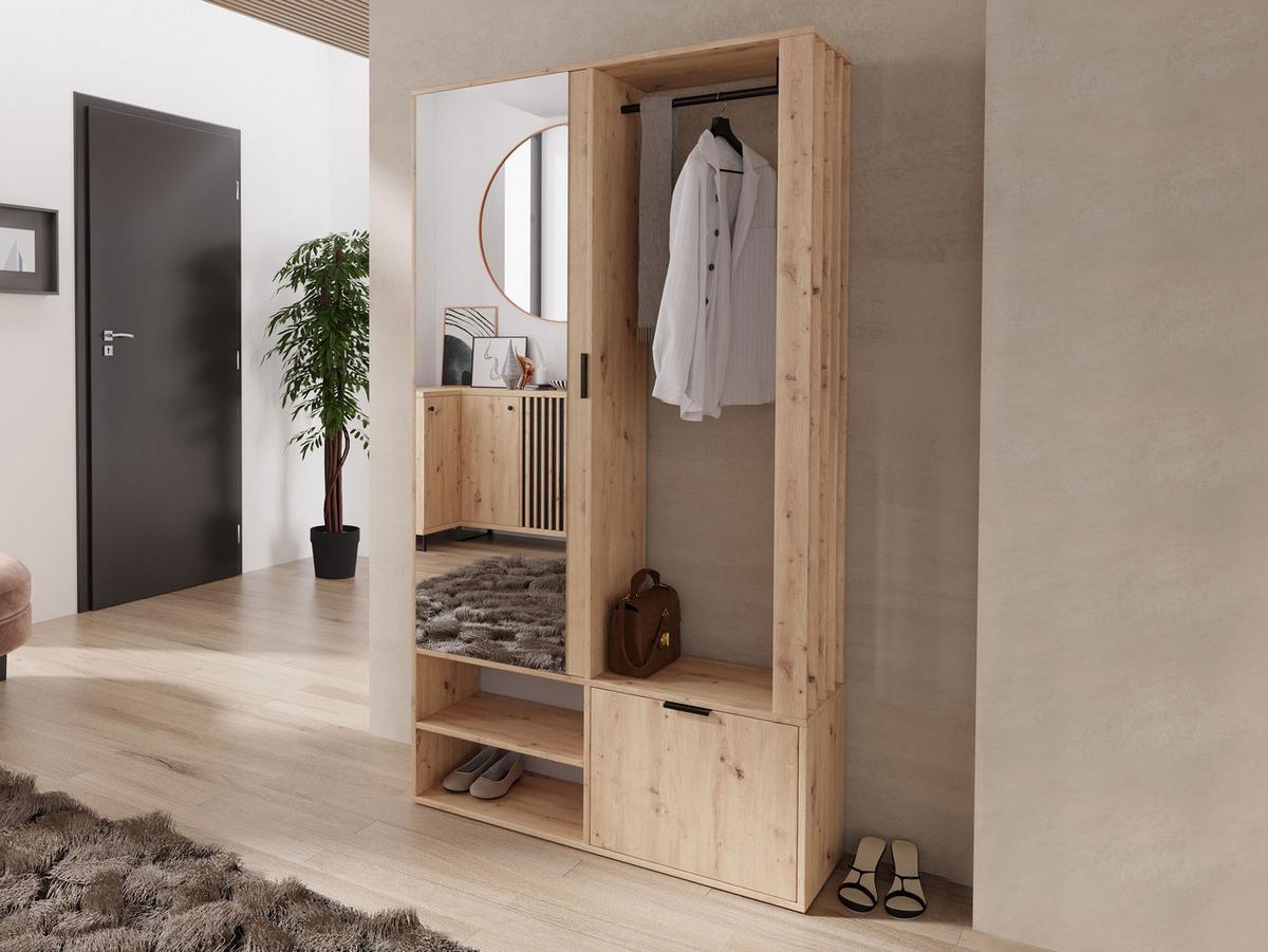 GARDEROBE Milo - Schwarz/Eiche Artisan, Holzwerkstoff/Kunststoff (100/190/33cm) - MIRJAN24