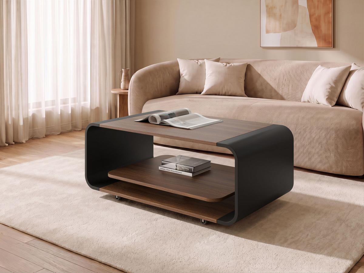 COUCHTISCH Elio - Nussbaumfarben/Schwarz, Holzwerkstoff (100/50/41cm) - MIRJAN24