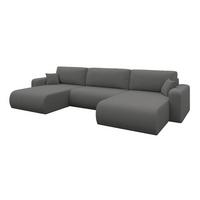 WOHNLANDSCHAFT mit Schlaffunktion und Bettkasten BERY-U 377x193x88 Grau Bouclé - Schieferfarben/Schwarz, Holzwerkstoff/Kunststoff (377/88/193cm) - ALTDECOR
