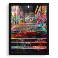 POSTER MIT RAHMEN Treppe - Graffiti - Farben - Kunst Bilderrahmen 30x40 cm - Multicolor, Papier (30/40cm) - MuchoWow