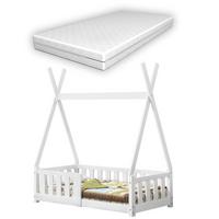 KINDERBETT Helsingborg mit Matratze - Weiß, Holz/Textil (70/140cm) - [en.casa]