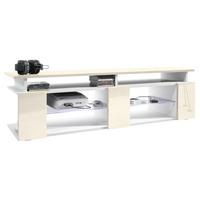 LOWBOARD Movie Fronten und obere Platte des Aufsatzes in Creme Hochglanz - Creme, Holzwerkstoff (138.5/39/39cm) - Vladon