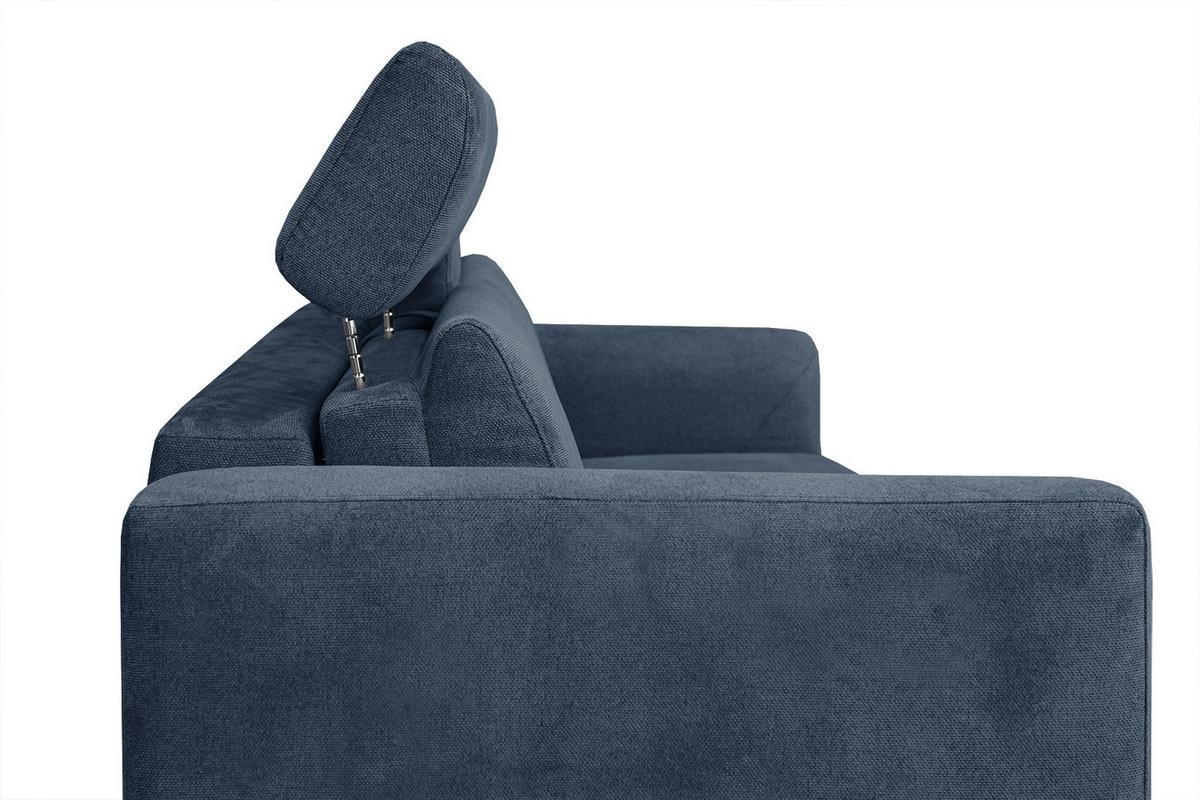 SOFA MEZO 3-Sitzer mit Schlaffunktion, dunkelblau - Schwarz/Dunkelblau, Holz/Textil (232/90/107cm) - Wozimo