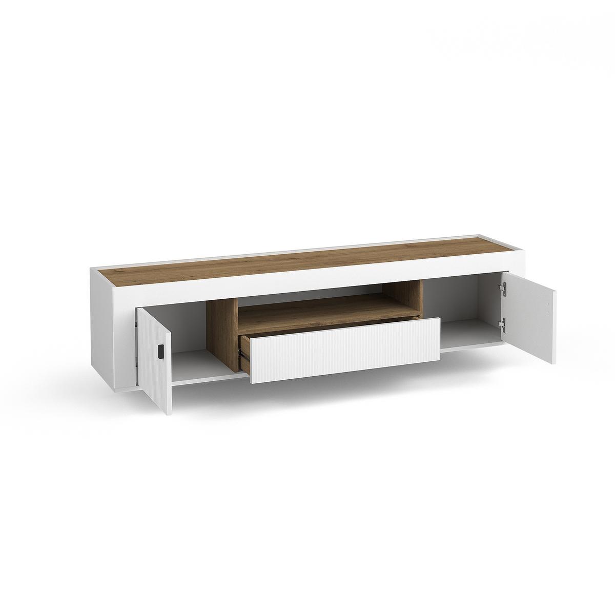 LOWBOARD Monta mit 2 Türen und 1 Schublade, Weiß - Weiß, Holzwerkstoff (177/52/40cm) - Beautysofa