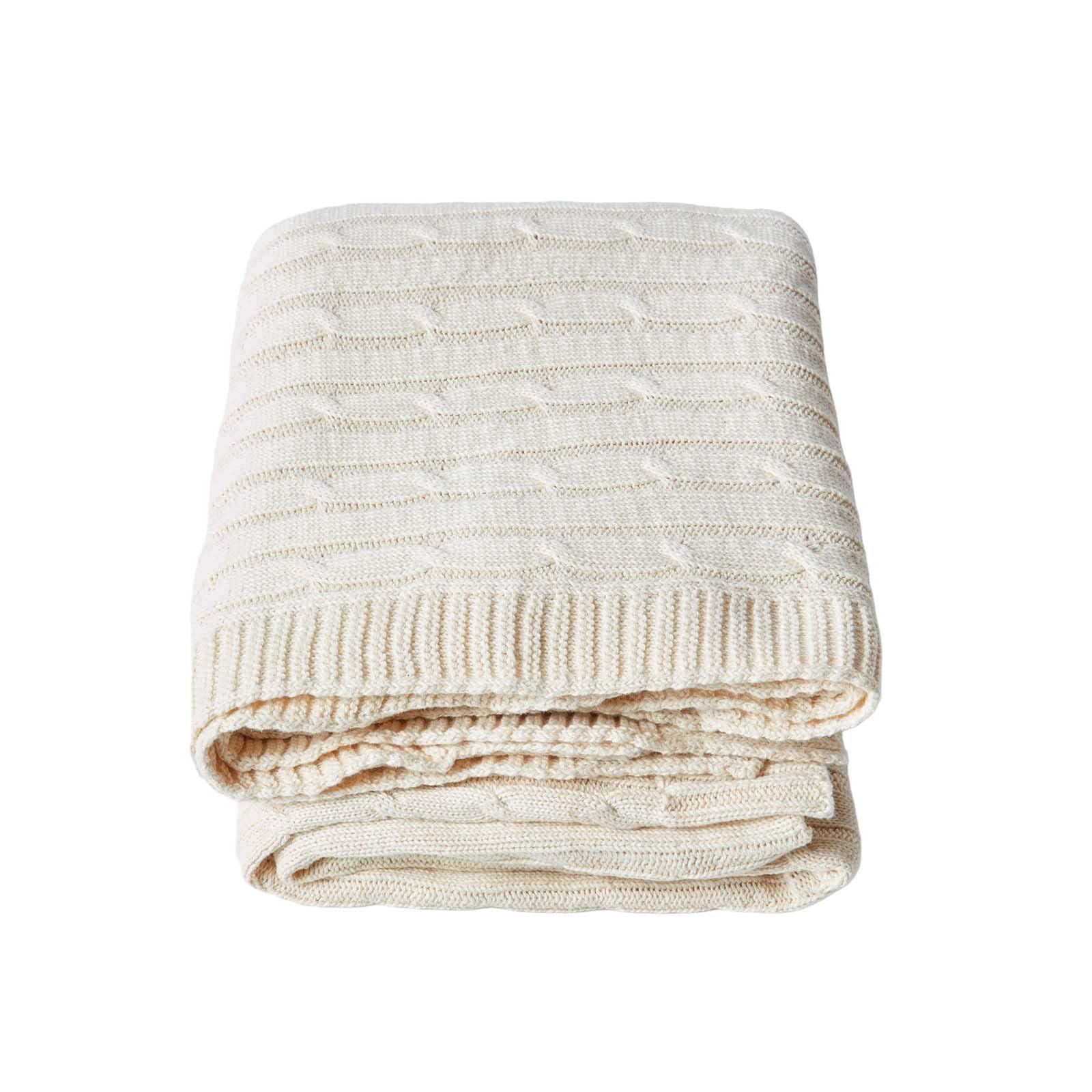 STRICKDECKE 150/200 cm, Baumwolle mit Zopfmuster - Naturfarben, Textil (150/200cm) - Homescapes