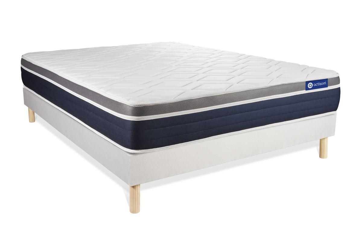BETT Actilatex confort Latex und Memory-Schaum 120 x 190 cm h2 - Kit Bettgestell Weiß - Beige/Weiß, Karton/Holz (120/190cm) - ACTISOM