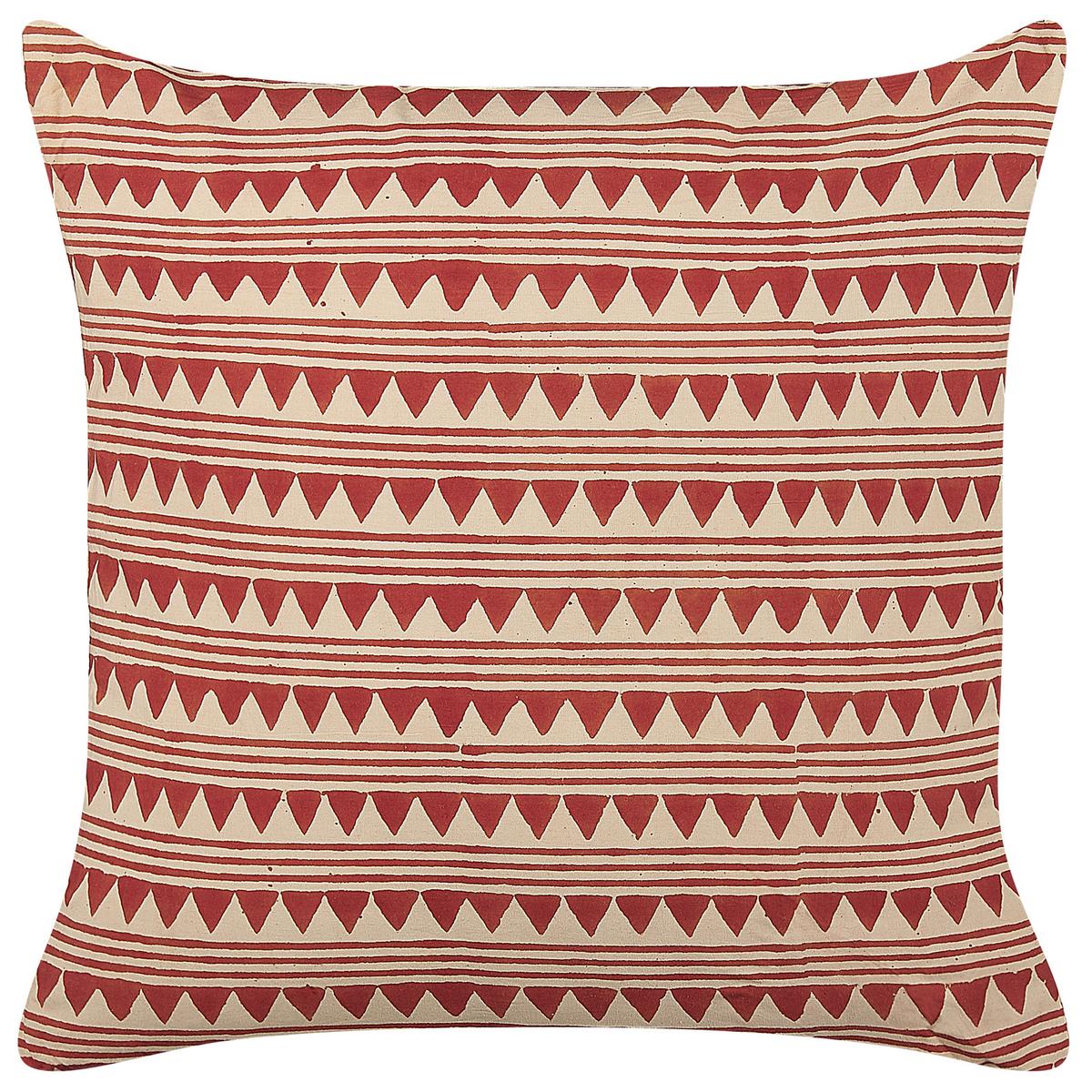 DEKOKISSEN 2er-Set Rot 45/45 cm Deglupta - Rot, Naturmaterialien/Textil (45/45cm) - Beliani
