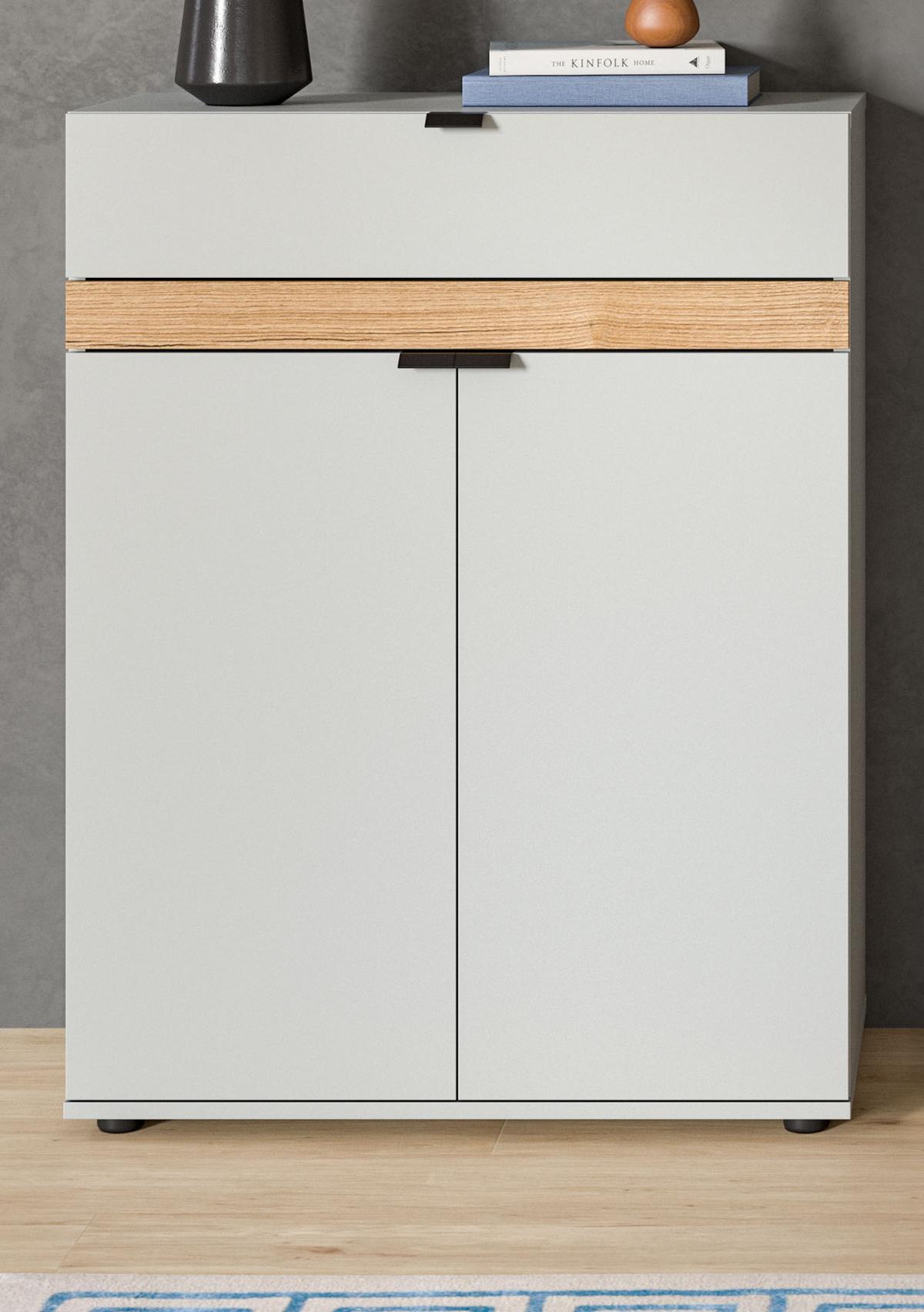 SCHUHSCHRANK grau, Evoke Eiche 75 x 98 cm, Flur Kommode mit Soft-Close - Eichefarben/Schwarz, Holzwerkstoff/Kunststoff (75/98/37cm) - Inn.Furn