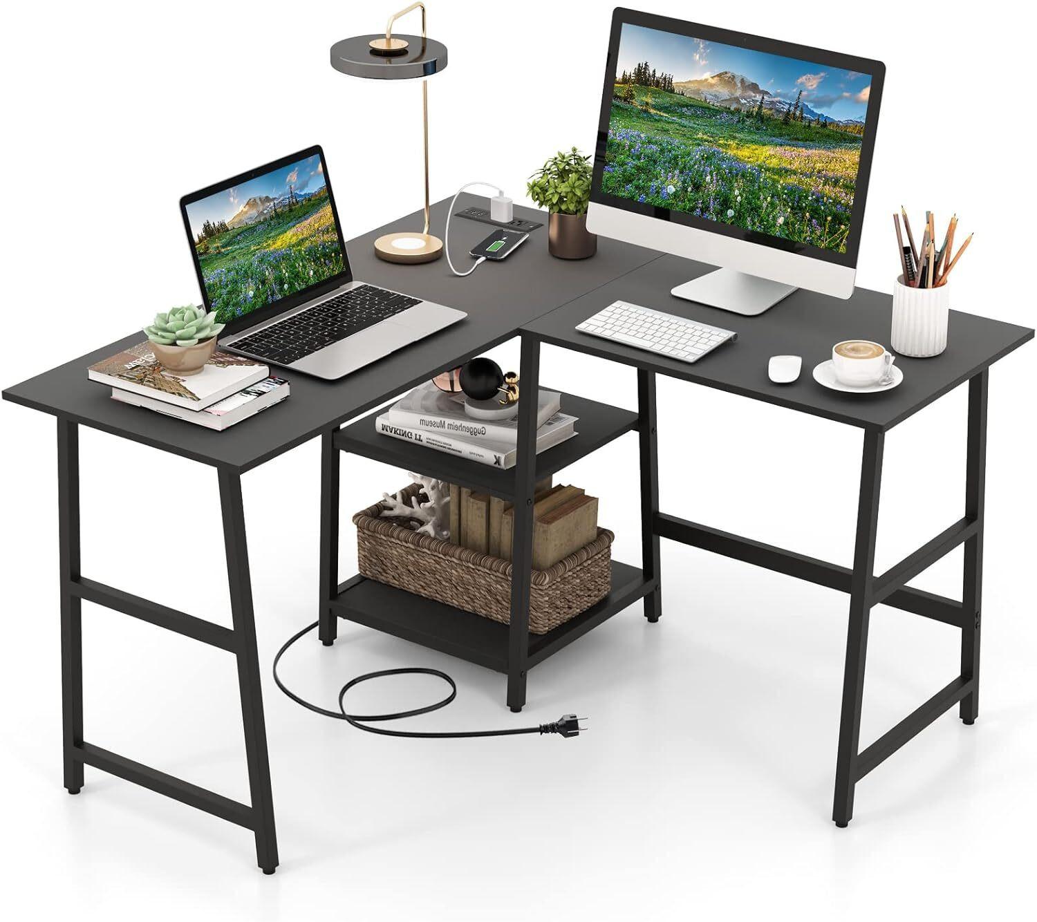 SCHREIBTISCH 75cm Schwarz - Schwarz, Holz (120/120/75cm) - COSTWAY