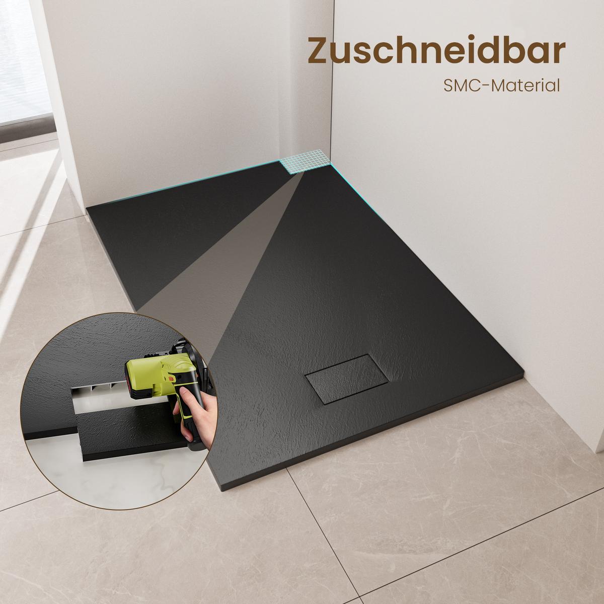 DUSCHWANNE mit rutschhemmender Oberfläche Schwarz 120/90 cm - Schwarz, Kunststoff (120/2.6/90cm) - EMKE