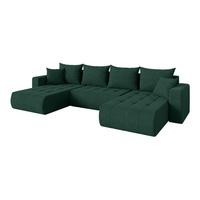 WOHNLANDSCHAFT mit Schlaffunktion und Bettkasten MILA-U 378x194x86 Grün Velours - Schwarz/Grün, Holzwerkstoff/Kunststoff (378/86/194cm) - ALTDECOR