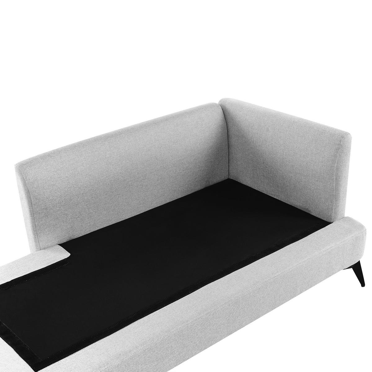 CHAISELONGUE-RECHTSSEITIGE Stoff Hellgrau Sievoz - Hellgrau/Schwarz, Textil (155/84/85cm) - Beliani
