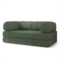 BETTSOFA EIREN aus Schaumstoff Bucle-Stoff Grün Schlaffunktion - Grün, Textil (170/68/80cm) - MASSENO