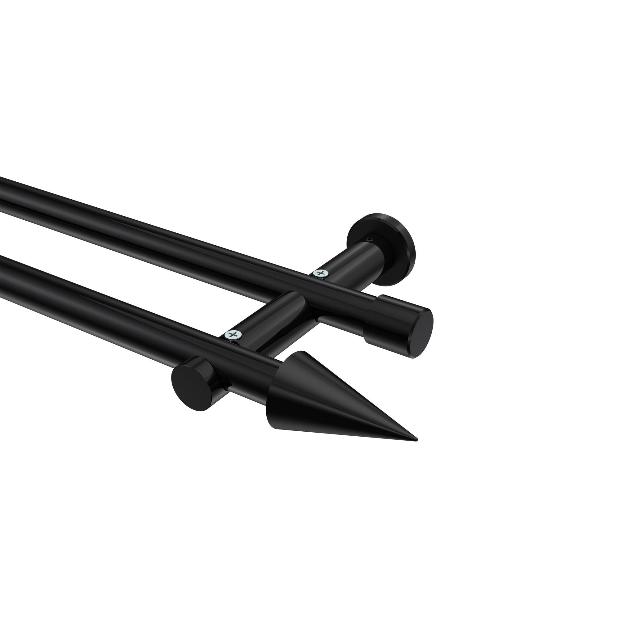 GARDINENSTANGE Platon Savio 160 cm, 2-läufig (ohne Ringe), 20 mm Ø Schwarz - Schwarz, Metall (160cm) - INTERDECO