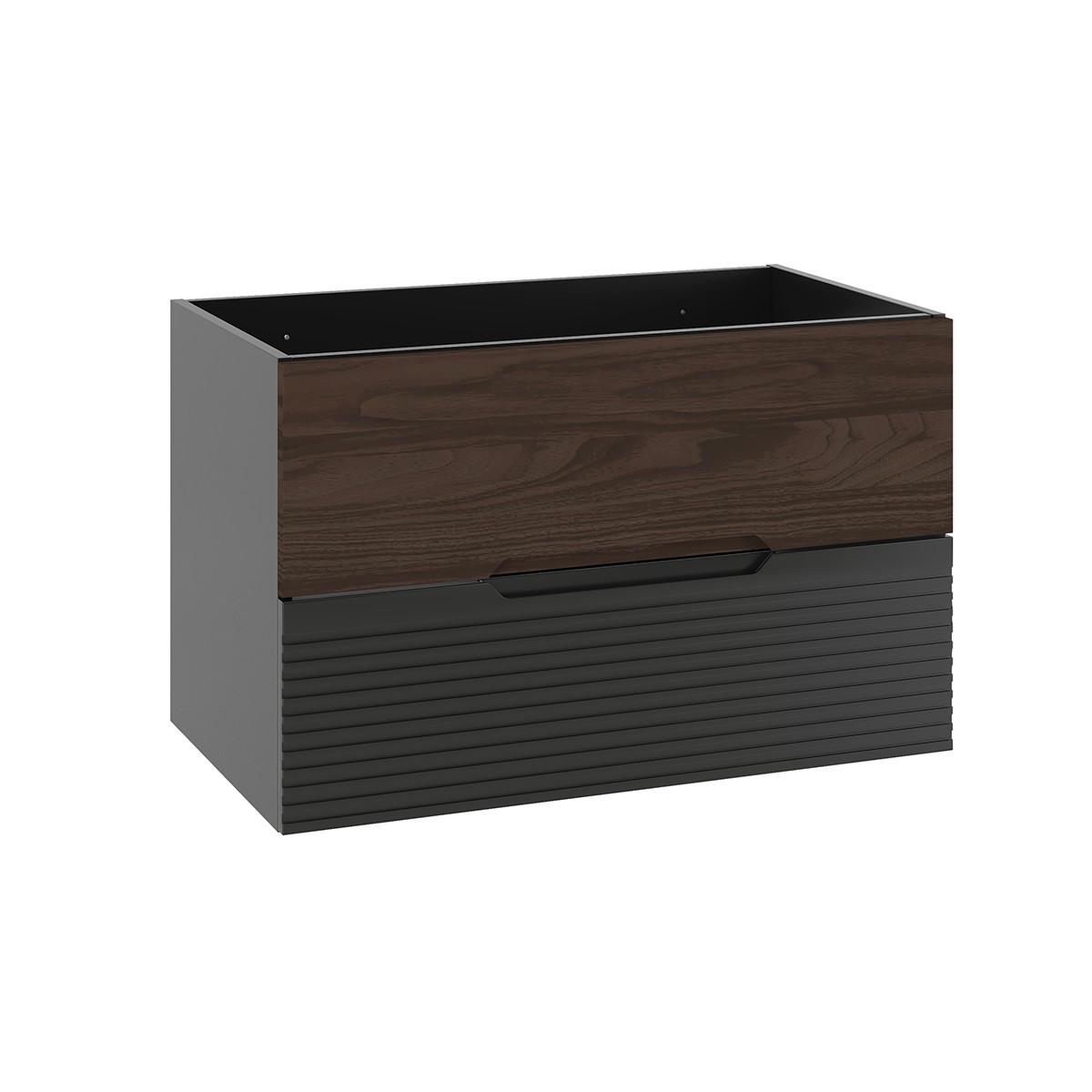 WASCHTISCHUNTERSCHRANK 80cm Sylla Schwarz und Holz - Schwarz, Holzwerkstoff (80/50/45.8cm) - Petits-meubles