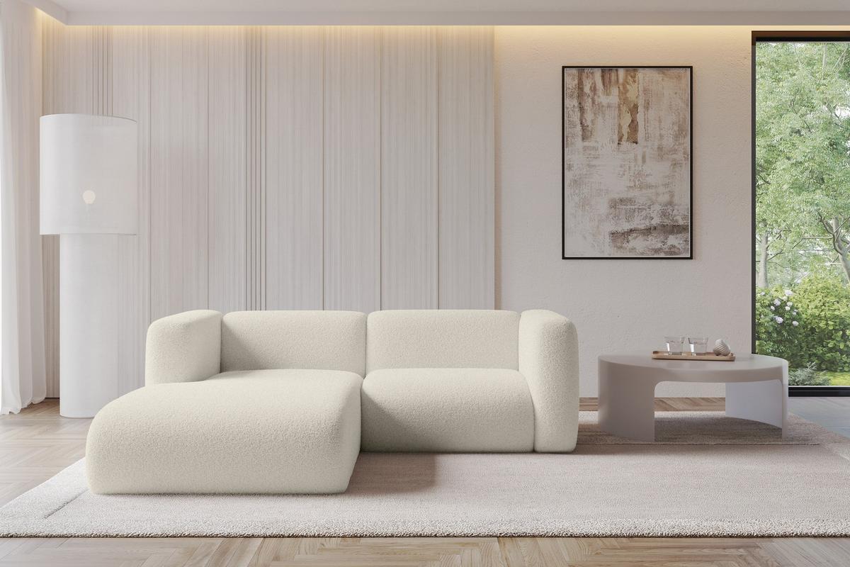 ECKSOFA Ottomane Links MIRA-L1 227x179x89 Beige Bouclé - Kaschmir/Beige, Holzwerkstoff/Kunststoff (227/179cm) - ALTDECOR