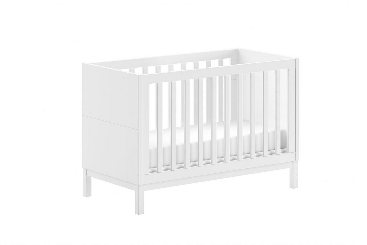 BABYBETT 60x120 Kiefer MDF weiß robust stabil höhenverstellbar - Weiß, Holz (60/120cm) - 58aufmkessel