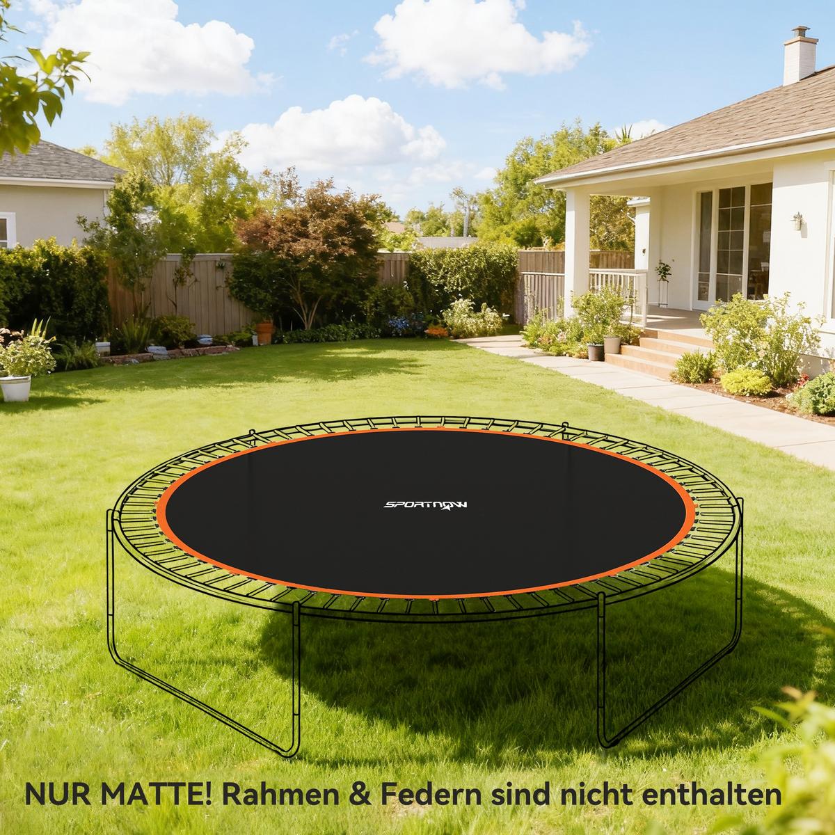 TRAMPOLINSPRUNGTUCH Sprungtuch für Trampolin, Ø323 cm, Sprungmatte Schwarz - Orange, Kunststoff (323/323cm) - SPORTNOW