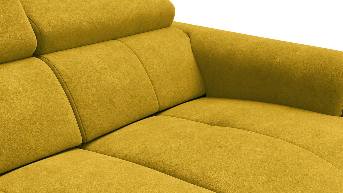 RELAXSOFA RODEN 2-Sitzer mit 2 Relax, dunkegelb, Veloursstoff - Gelb, Holz/Textil (148/82/103cm) - Wozimo