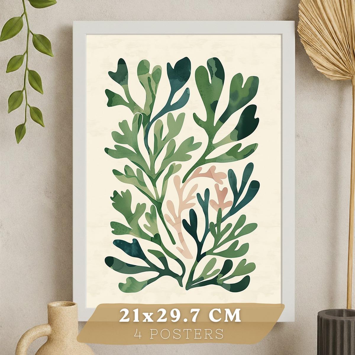 POSTER 2er-Set Wandbilder Matisse Blumen modern Wohnzimmer Deko, Schlafzimmer, Küche, Badezimmer Rahmenlos A4 - Weiß, Papier (29.7/1/21cm) - Nacnic