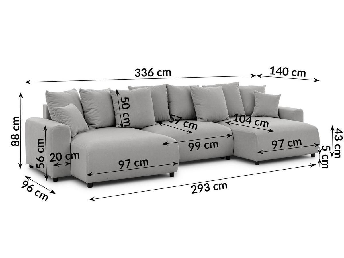 WOHNLANDSCHAFT Calma mit Schlaffunktion und Bettkasten im Bumpy-Design aus weichem Hellgrau Webstoff - Hellgrau/Schwarz, Holz/Textil (336/88/140cm) - S-Style