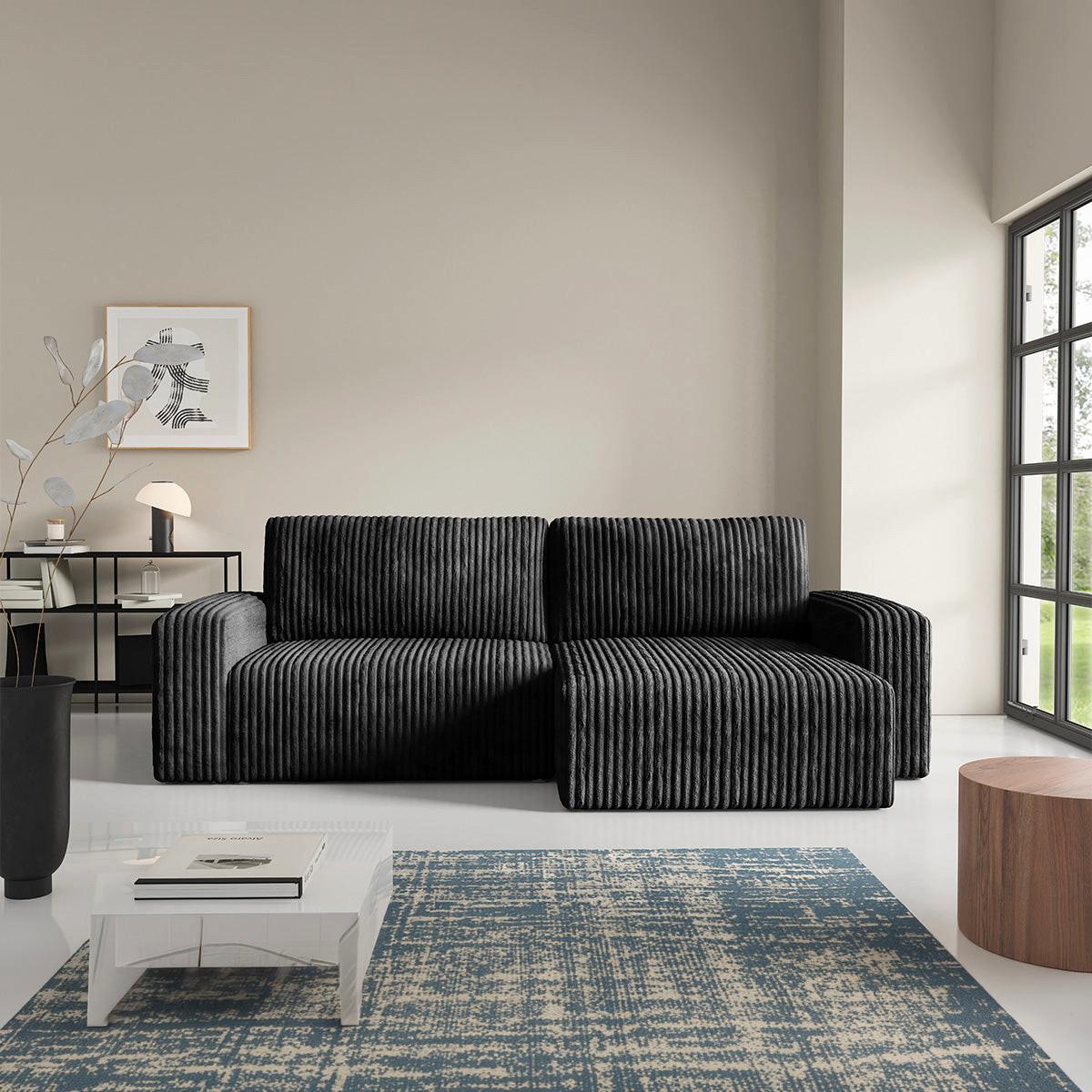 ECKSOFA Angela 3 Sitzplätze Schwarz - Schwarz, Holz (252/149cm) - Petits-meubles