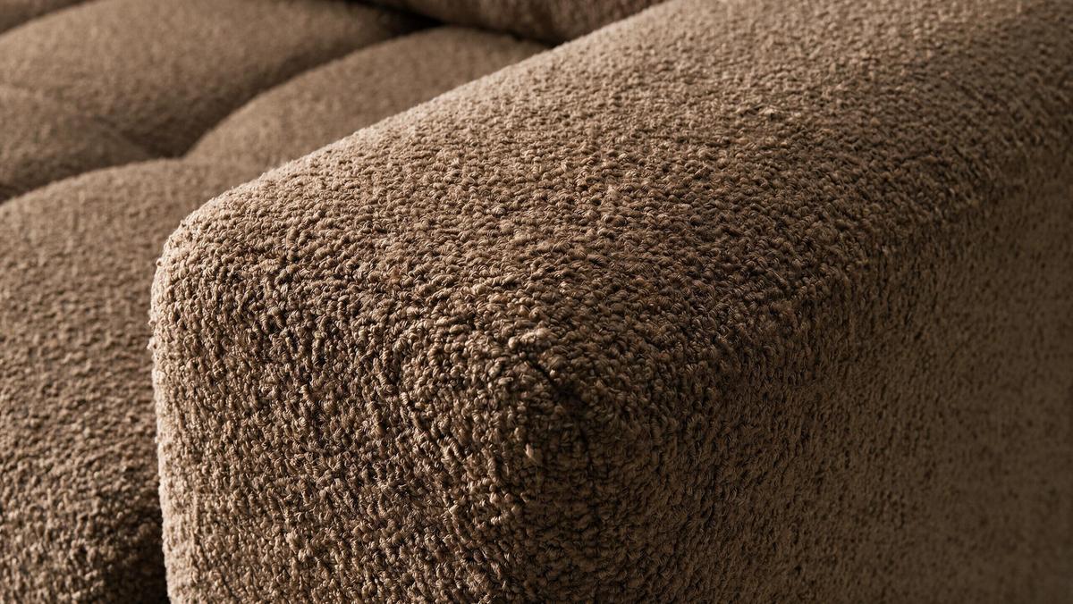 ECKSOFA Ovia mit Bettkasten und Schlaffunktion, Bouclé-Stoff in L-Form - Braun, Textil (270/185cm)