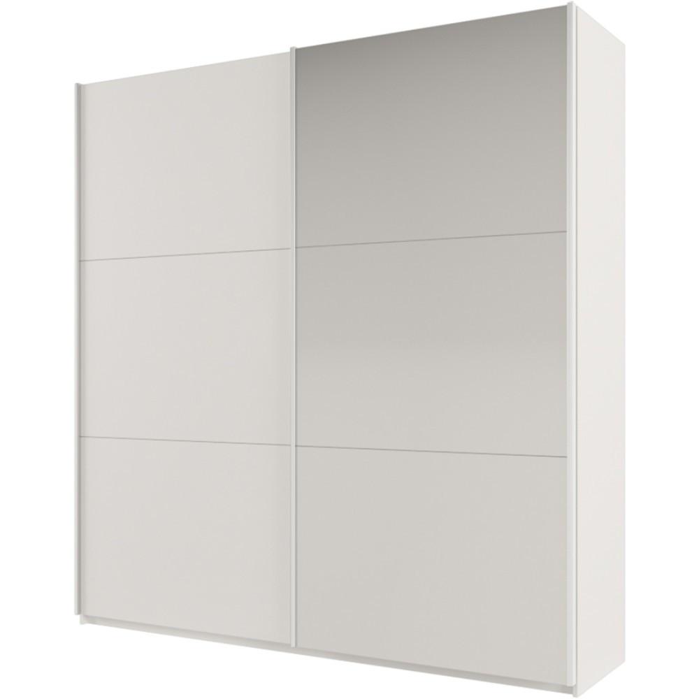 SCHWEBETÜRENSCHRANK Rossa mit 2 Türen und Spiegel, 225 cm, Weiß - Weiß, Holzwerkstoff (225/244/65cm) - Beautysofa